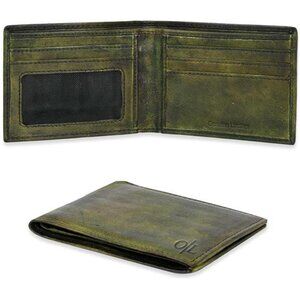 Slim Vegan Leather Wallet for Men - Green